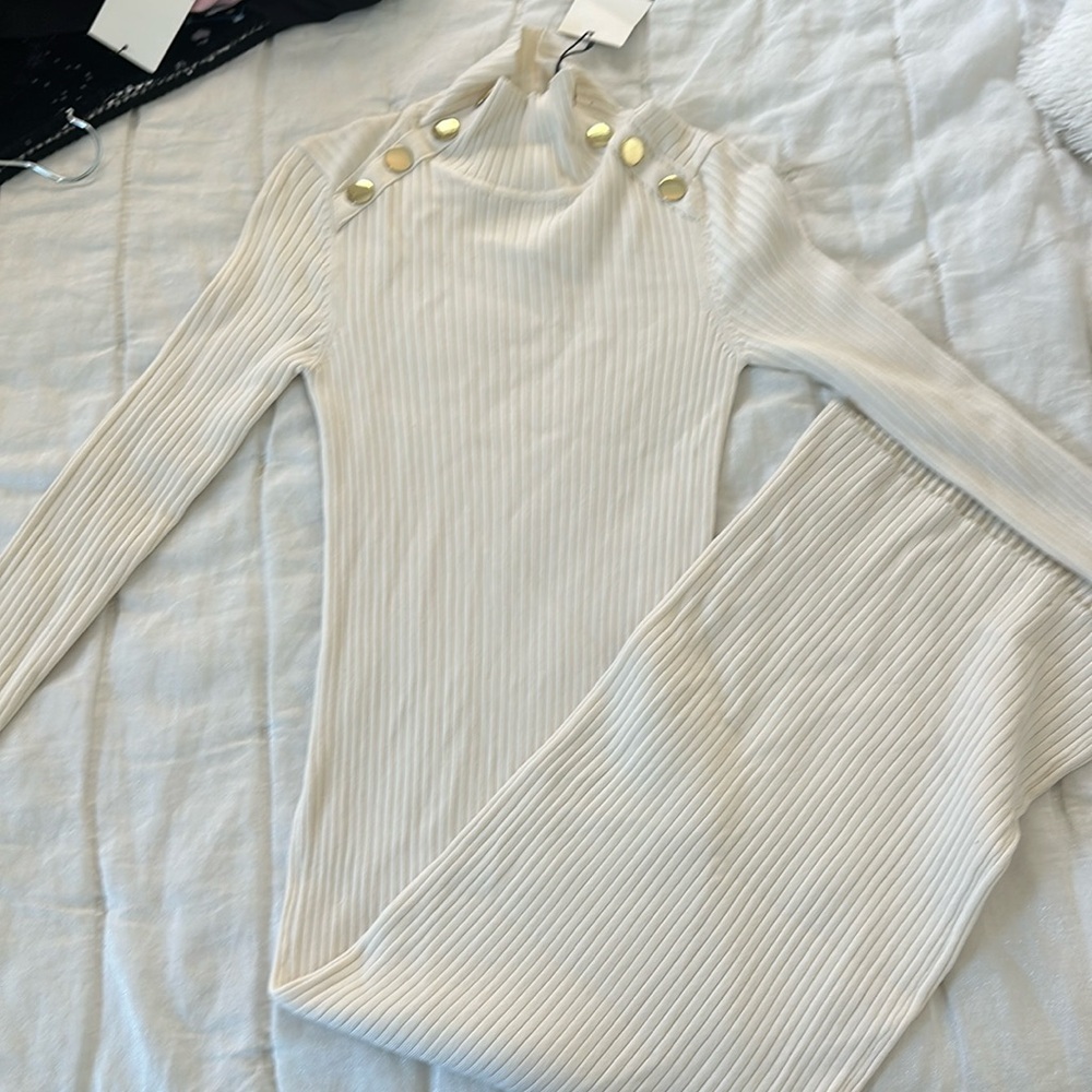 Zara cream turtlenec sweater dress